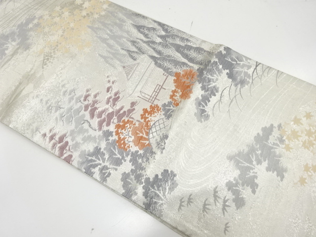 JAPANESE FUKURO OBI / SAGANISHIKI / WOVEN SCENERY OF GARDEN